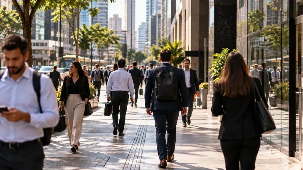 Centro financeiro em movimento