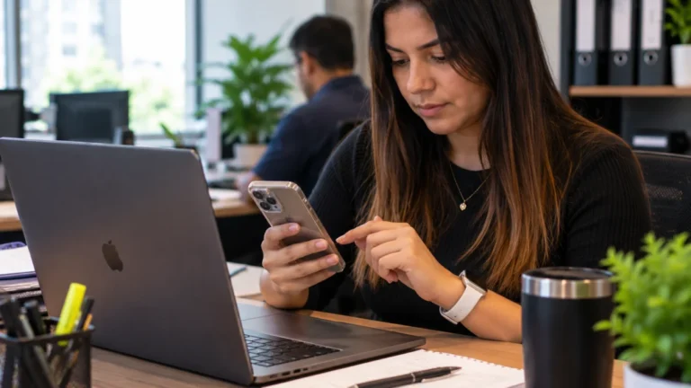 Profissional concentrada no trabalho no escritório-1