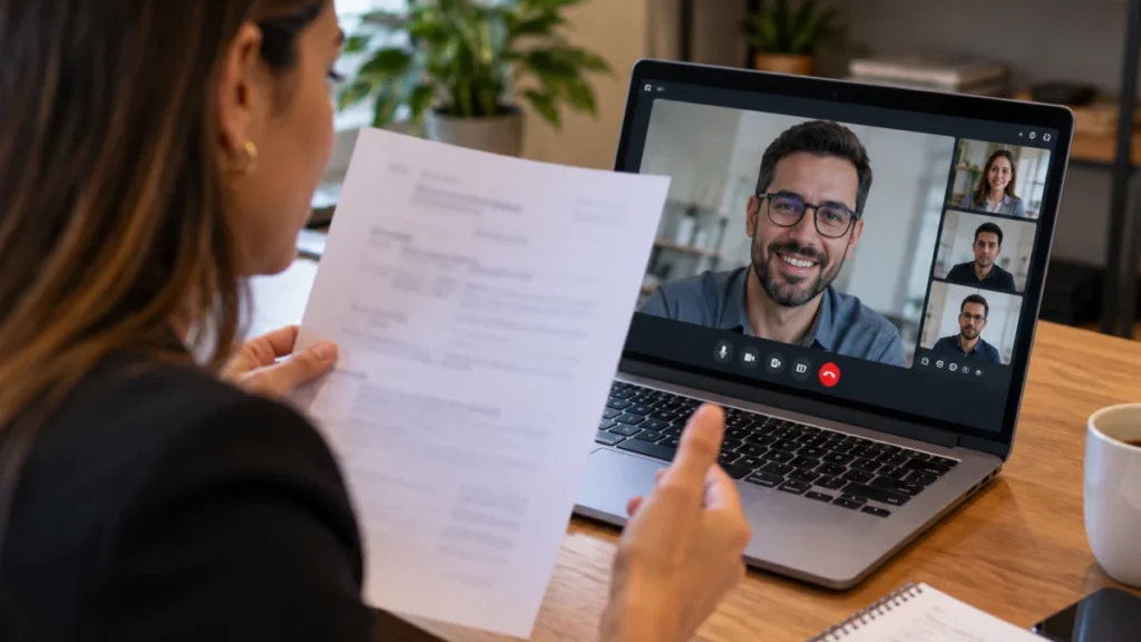 Reunião virtual no escritório aconchegante